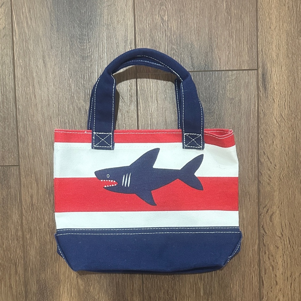 Pottery Barn Kids Striped Shark Canvas Tote Bag